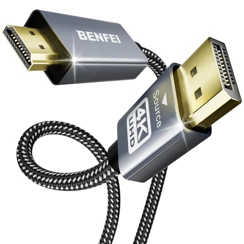 BENFEI 4K DisplayPort auf HDMI Kabel 1,8m [Geflochten, Aluminiumhülse], 5 Stück Einwegübertragung DisplayPort DP-auf-HDMI-Kabel High Speed Verbindungskabel Kompatibel mit HDTV Monitor Laptop AMD usw von BENFEI