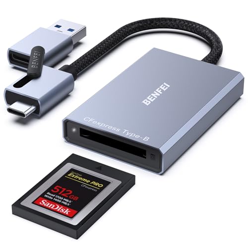 BENFEI CFexpress Kartenleser Typ-B mit USB 3.2 (Gen 2) 10 Gbit/s, USB-C&USB-A 2-in-1 Typ B CFexpress Adapter, kompatibel mit Windows/Mac/Linux/Android von BENFEI