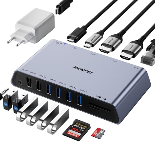 BENFEI DisplayLink 12-in-1 USB 3.0 Universal Dockingstation mit Dual HDMI Display/6*USB Anschlüssen/SD/TF Kartenleser/Gigabit Ethernet Netzwerk/3.5mm Kopfhörerbuchse kompatibel mit Windows und Mac BENFEI DisplayLink 12-in-1 USB 3.0 Universal Dockingstation mit Dual HDMI Display/6*USB Anschlüssen/SD/TF Kartenleser/Gigabit Ethernet Netzwerk/3.5mm Kopfhörerbuchse kompatibel mit Windows und Mac von BENFEI
