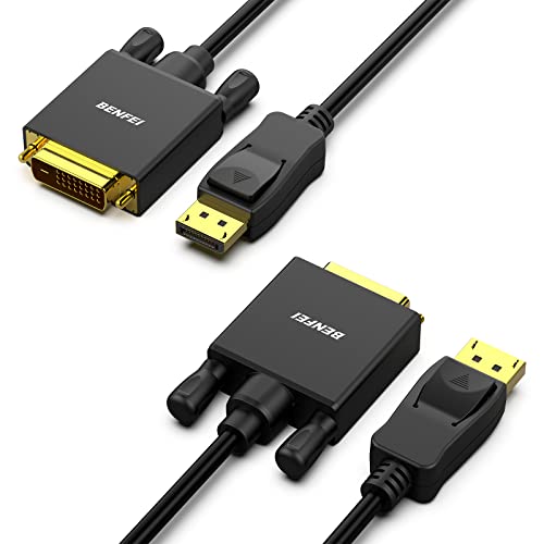 BENFEI DisplayPort auf DVI Kabel 1,8M 1080P@60HZ 2 Stück, Unidirektional DisplayPort DP Computer zu DVI-D 24+1 Monitor Stecker auf Stecker vergoldet für Lenovo Dell HP und andere Marken von BENFEI