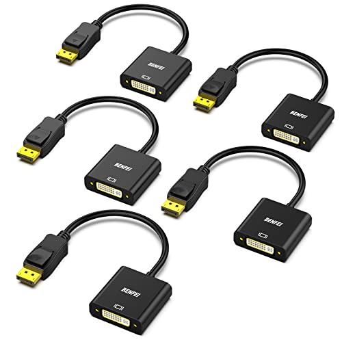 BENFEI DisplayPort auf DVI Konverter, 5 Stück, Vergoldet DP/Display Port zu DVI-D Kabel HDTV Adapter Konverter Männlich zu Weiblich von BENFEI