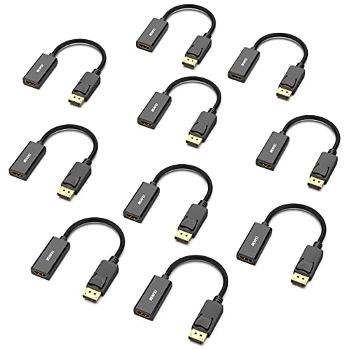 BENFEI DisplayPort zu HDMI Adapter, 10 Stück, Vergoldeter DisplayPort/DP von Computer/Laptop zu HDMI von Monitor/TV/Projektor Konverter (Nicht bidirektional, Nicht kompakt mit USB-Anschluss) von BENFEI
