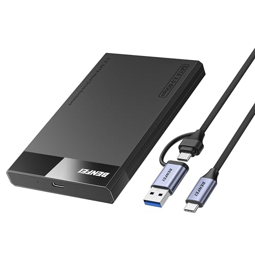 BENFEI Festplattengehäuse 2,5 Zoll, SATA III auf USB bis zu 6 Gbps Werkzeugfrei Externes Gehäuse für SSD und HDD ( Optimiert für SSD, unterstützt UASP SATA III) von BENFEI