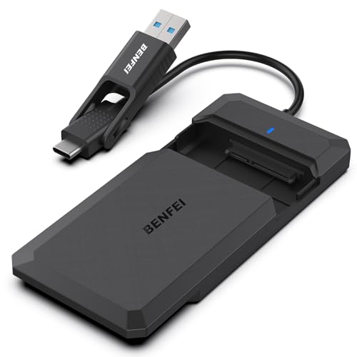 BENFEI Festplattengehäuse 2,5 Zoll, USB C 3.2 Gen 2 / USB Typ-A auf SATA III bis zu 6 Gbps Externes Gehäuse für SSD und HDD (Optimiert für SSD, unterstützt UASP SATA III) von BENFEI