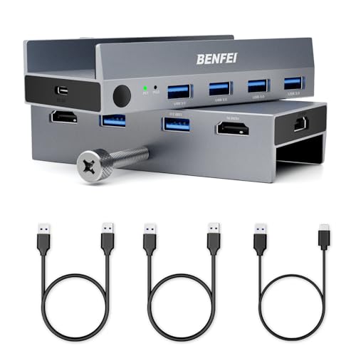 BENFEI HDMI 2.1 KVM Switch 8K@60Hz 4K@240Hz/165Hz/144Hz/120Hz, USB 3.0 Switch 4 USB Ports Sharing 1 Monitor und Tastatur Maus Drucker U disk für 2 PC mit 2 USB Kabeln und Controller BENFEI HDMI 2.1 KVM Switch 8K@60Hz 4K@240Hz/165Hz/144Hz/120Hz, USB 3.0 Switch 4 USB Ports Sharing 1 Monitor und Tastatur Maus Drucker U disk für 2 PC mit 2 USB Kabeln und Controller von BENFEI