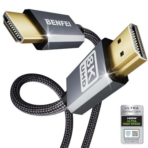 BENFEI HDMI 2.1 Kabel 1,8M 8K@60Hz 4K@240Hz/165Hz/144Hz/120Hz 48Gbit/s High Speed, 2.1 Ultra HD eARC HDR 10+ HDCP 2.3 Dolby Vision VRR kompatibel mit TV/PS5/PS4/ Xbox-Serie X/Monitor/Laptop von BENFEI