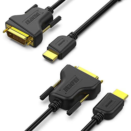 BENFEI HDMI auf DVI, 2 Stück HDMI auf DVI Kabel bidirektionaler DVI-D 24+1 Stecker auf HDMI Stecker High Speed Adapter Kabel Unterstützung 1080P Full HD kompatibel für Raspberry Pi, Roku, Xbox One, von BENFEI