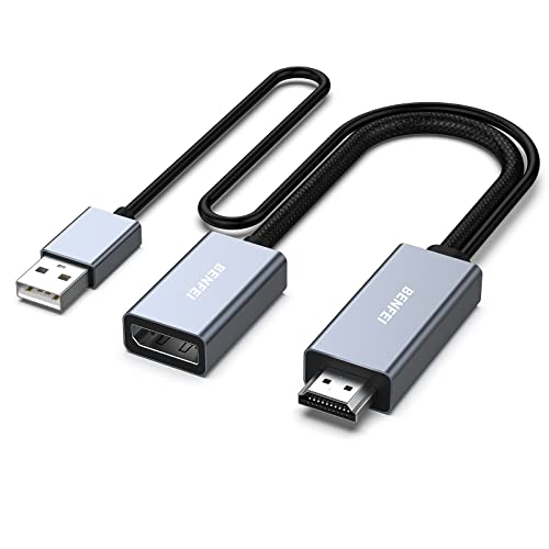 BENFEI HDMI auf DisplayPort Adapter, HDMI-Quelle auf DisplayPort-Monitor, kompatibel mit PC Grafikkarte, Laptop, PS5, Xbox One (360), unterstützt 4K@60Hz, 2K@144Hz, 1080P@165Hz von BENFEI