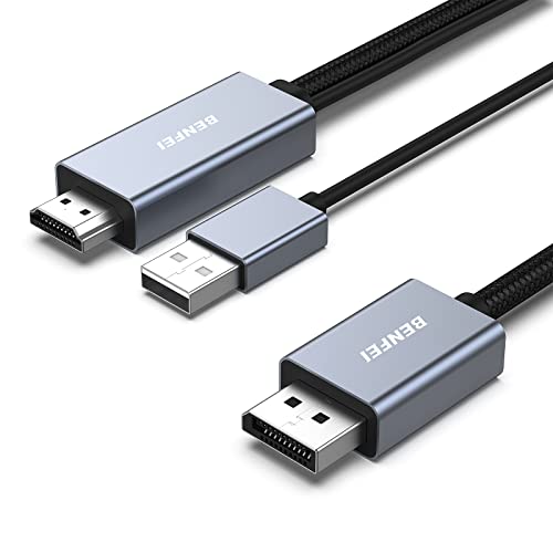 BENFEI HDMI auf DisplayPort Kabel 1,8 M, HDMI auf DisplayPort Monitor kompatibel mit PC Grafikkarte Laptop PS5 Xbox One (360) unterstützt 4K@60Hz 2K@144Hz 1080P@165Hz von BENFEI