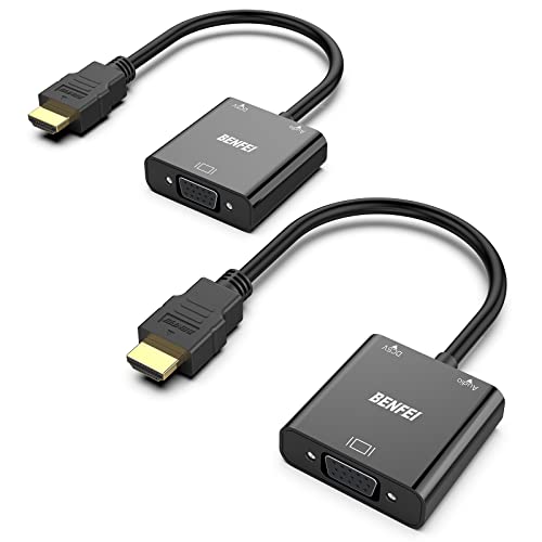BENFEI HDMI auf VGA mit 3,5 mm Audio Adapter, 2 Stücks 1080P HDTV Konverterkabel für PC Laptop, Chromebook, Raspberry Pi, MacBook, Apple TV Usw. von BENFEI