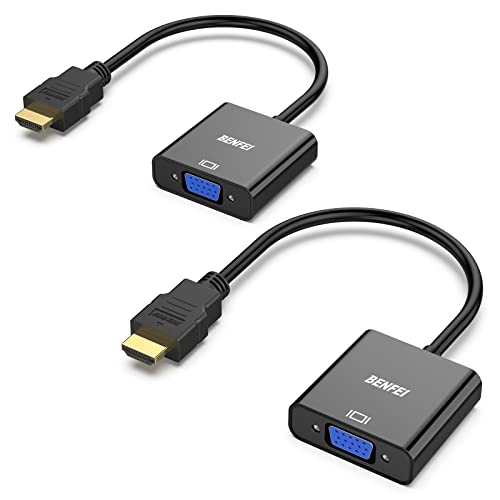 BENFEI HDMI zu VGA 2 Stück, Unidirektional HDMI-Computer zu VGA-Monitor Adapter (Stecker auf Buchse) für Computer Desktop Laptop PC Monitor Projektor HDTV Chromebook Raspberry Pi Roku Xbox und mehr von BENFEI