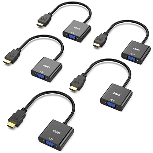 BENFEI HDMI zu VGA 5 Stück, Unidirektional HDMI-Computer zu VGA-Monitor Adapter (Stecker auf Buchse) für Computer Desktop Laptop PC Monitor Projektor HDTV Chromebook Raspberry Pi Roku Xbox und mehr von BENFEI