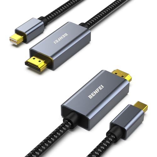 BENFEI Mini DisplayPort auf HDMI Kabel 1,8m 2 Stück [4K@30Hz, Aluminiumgehäuse, Nylongeflecht], Kompatibel mit MacBook Air/Pro Microsoft Surface Pro/Dock Monitor Projektor und mehr von BENFEI
