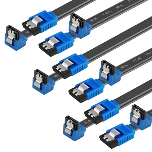 BENFEI SATA Kabel III, 6er Pack 6Gbps 90 Grad Rechtswinkel mit Verriegelungsriegel 45,7 cm für SATA HDD, SSD, CD-Laufwerk - Blau von BENFEI