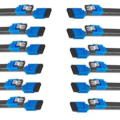 BENFEI SATA Kabel III, 12 Stück SATA Kabel III 6Gbps Gerade HDD SDD Datenkabel mit Verriegelungsriegel 18 Zoll für SATA HDD, SSD, CD-Treiber, CD-Brenner,Blau von BENFEI