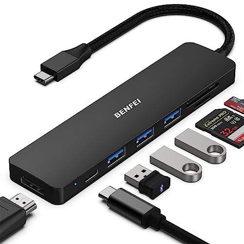 BENFEI USB C HUB 7-in-1, USB-C HUB Multiport Adapter mit USB Typ-C auf HDMI,USB-C zu SD TF Kartenleser/3*USB 3.0/60W Power Delivery,mit iPhone 15 Pro/Max MacBook Pro/Air 2023 iPad Pro iMac S23,Schwarz von BENFEI