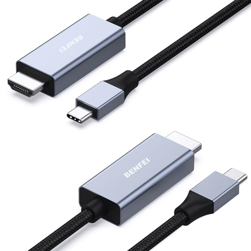 BENFEI USB C auf HDMI Kabel 1,8m(4K@60Hz, 2k@144Hz), 2 Stück USB Typ C auf HDMI [kompatibel Thunderbolt 3/4/5] für iPhone 15 Pro/Max MacBook Pro/Air 2023 iPad Pro iMac S23 XPS 17 usw von BENFEI