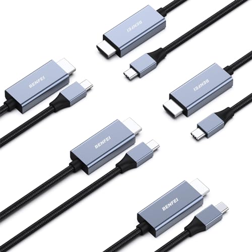 BENFEI USB C auf HDMI Kabel 1,8m(4K@60Hz, 2k@144Hz), 5 Stück USB Typ C auf HDMI [kompatibel Thunderbolt 3/4] für iPhone 15 Pro/Max MacBook Pro/Air 2023 iPad Pro iMac S23 XPS 17 usw von BENFEI