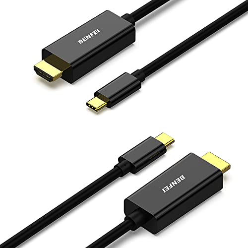 BENFEI USB C auf HDMI Kabel 4K 0,9m, 2 Stück Typ C auf HDMI Kabel [kompatibel Thunderbolt 3/4] für iPhone 15 Pro/Max MacBook Pro/Air 2023 iPad Pro iMac S23 XPS 17 usw von BENFEI