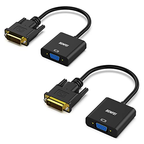 DVI-D 24+1 auf VGA, 2 Stück Vergoldete DVI-auf-VGA-Adapter (Stecker auf Buchse) für Computer, Desktop, Laptop, PC, Monitor, Projektor, HDTV und mehr von BENFEI