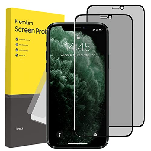 BENKS [2 Stück] Schutzfolie für iPhone Xs/X/11 Pro Privacy Anti Spion Dunkel Folie 3D Vollständige Blasenfrei Abdeckung Sichtschutzfolie Displayschutzfolie für iPhone 11 Pro/X/Xs/10 - Schwarz von BENKS