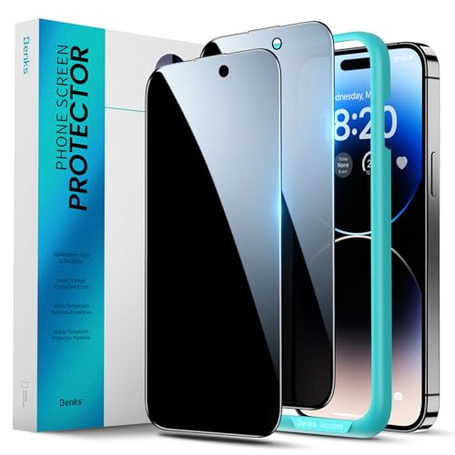 BENKS 2 Stück Sichtschutzfolie für iPhone 14 Pro Max Schutzfolie Full Screen Anti Spy Sichtschutz für iPhone 14 Pro Max Dunkel Folie Privatsphäre Schützen Glas von BENKS