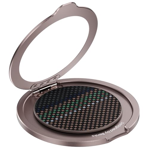 BENKS Magnetisch Handy Ring Halterung aus Kevlar Aramidfaser, mit Lederband-Griff, 360° Drehung Metallring Handy Griff Halter Fingerhalter für iPhone 16 15 14 13 12 Pro Max Plus Mini, Prestige von BENKS