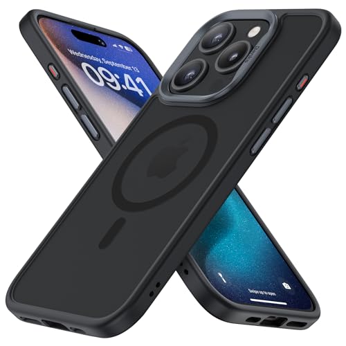 BENKS Magnetisch iPhone 15 Pro Max Hülle Kompatibel mit Magsafe, [SGS-Militärschutz] Handyhülle iPhone 15 Pro Max Case Durchscheinendes Mattes Ultimatives Berühren Gefühl Stoßfeste Dünn Schutzhülle von BENKS