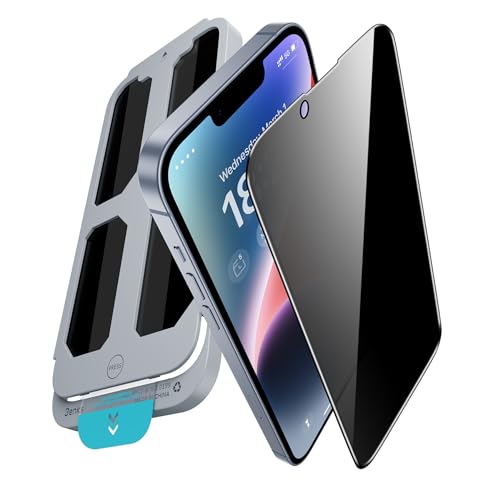 BENKS Sichtschutz für iPhone 14 Pro (6,1"), Anti-Spähen Privatsphäre Schutzfolie Panzer Schutz Glas Folie Displayschutz mit Schablone, Kratzfest Anti-Fingerprint und Blasenfrei 1 Stück von BENKS