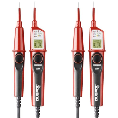 BENNING DUSPOL digital Digitaler True RMS Spannungsprüfer (Prüfart 2-polig, Spannungsmessbereich 1 V - 1000 V AC/ 1200 V DC, Durchgangsprüfung) 50263 (Packung mit 2) von BENNING