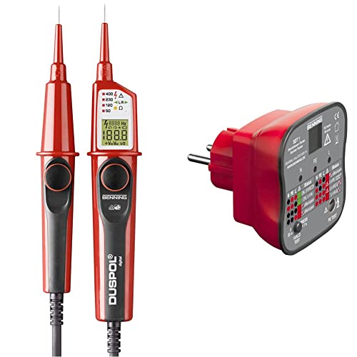 BENNING DUSPOL digital Digitaler True RMS Spannungsprüfer & SDT 1. Steckdosentester (Prüfung von Schutzkontaktsteckdosen, Prüfart 2-polig, Spannungsmessbereich 230 V AC, Klingenlänge 17 mm) 20053 von BENNING