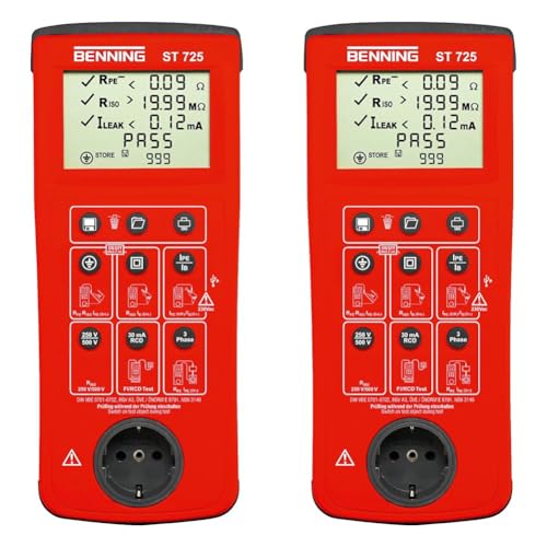 Benning 050316 ST 725 Gerätetester, Rot (Packung mit 2) von BENNING