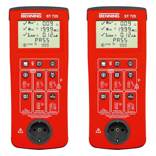 Benning 050316 ST 725 Gerätetester, Rot (Packung mit 2) von BENNING