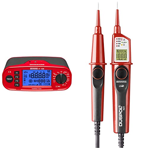 Benning 44105 IT 105 Installationsprüfgerät & DUSPOL digital Digitaler True RMS Spannungsprüfer (Prüfart 2-polig, Spannungsmessbereich 1 V - 1000 V AC/ 1200 V DC, Durchgangsprüfung) 50263 von BENNING