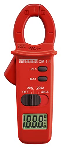 Benning CM 1-1 Digital- Stromzange (Anzeige digital, 3 ½-stellige LCD-Anzeige, Strommessbereich/AC 0.01 A - 400 A, Zangenöffnung 30 mm) 44061 von BENNING