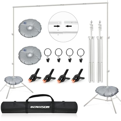 BENOISON Foto Hintergrund Ständer - 2x3m Fotostudio Hintergrund Verstellbarer Hintergrundsystem Fotografie Kit mit 8 Hintergrundklemmen & 2 Wassersack von BENOISON