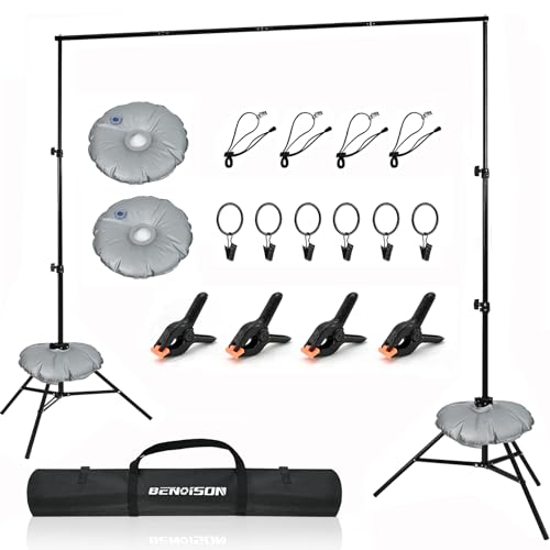 BENOISON Foto Hintergrund Ständer - 2x3m Fotostudio Hintergrund Verstellbarer Hintergrundsystem Fotografie Kit mit 8 Hintergrundklemmen & 2 Wassersack BENOISON Foto Hintergrund Ständer - 2x3m Fotostudio Hintergrund Verstellbarer Hintergrundsystem Fotografie Kit mit 8 Hintergrundklemmen & 2 Wassersack von BENOISON
