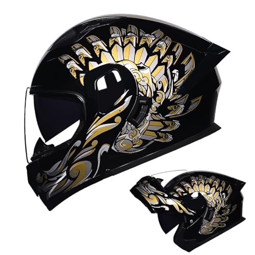 Integralhelm Für Motorradfahrer, Hochklappbarer Modularer Motorradhelm Mit Antibeschlag-Doppellinse, Vier-Jahreszeiten-Rennschutz, ECE-Geprüft F,M=55-56CM Integralhelm Für Motorradfahrer, Hochklappbarer Modularer Motorradhelm Mit Antibeschlag-Doppellinse, Vier-Jahreszeiten-Rennschutz, ECE-Geprüft F,M=55-56CM von BENSIMPB