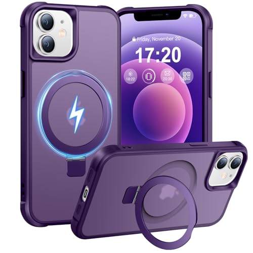 BENTIACC Handyhülle für iPhone 12/12 Pro Hülle, mit Unsichtbarer Magnetisch Ring Ständer, Mil-Grade Drop Shockproof Anti-Scratch Anti-Fingerabdruck Anti-Rutsch Transluzente Matte Case (Violett) von BENTIACC