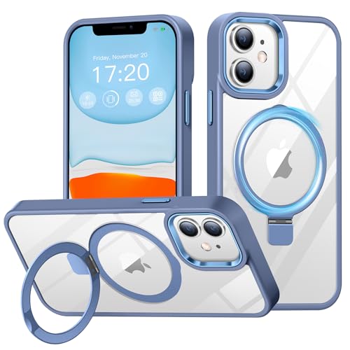 BENTIACC Handyhülle iPhone 11 Hülle, mit Unsichtbarer Ständer, mit Mag-Safe, Militärschutz, Kratzfeste Anti-Fingerabdruck Stoßfest Transparent Handyhülle iPhone 11 6,1 Zoll （Far Peak Blue ） von BENTIACC