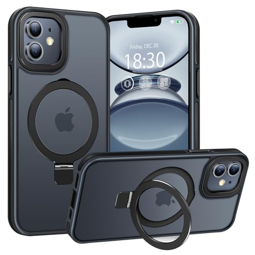 BENTIACC für iPhone 11 Hülle mit Magnetischer Robust Unsichtbarer Ständer, Transluzente Matte Militärschutz Stoßfeste Kratzfeste Anti-Fingerabdruck Schutzhülle für iPhone 11 (Schwarz) von BENTIACC