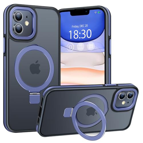 BENTIACC Handyhülle iPhone 11 Hülle, mit Unsichtbarer Ständer, mit Mag-Safe, Militärschutz, [Transluzente Matte] Kratzfeste Anti-Fingerabdruck Stoßfest Handyhülle iPhone 11 6,1 Zoll (DunkelBlau) von BENTIACC