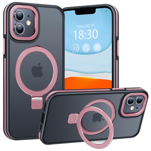 BENTIACC Handyhülle iPhone 11 Hülle, mit Unsichtbarer Ständer, mit Mag-Safe, Militärschutz, [Transluzente Matte] Kratzfeste Anti-Fingerabdruck Stoßfest Handyhülle iPhone 11 6,1 Zoll (Hellrosa) von BENTIACC