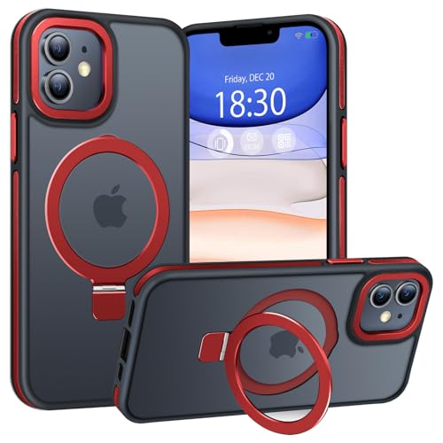 BENTIACC Handyhülle iPhone 11 Hülle, mit Unsichtbarer Ständer, mit Mag-Safe, Militärschutz, [Transluzente Matte] Kratzfeste Anti-Fingerabdruck Stoßfest Handyhülle iPhone 11 6,1 Zoll (Rot) von BENTIACC