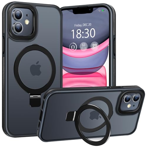 BENTIACC Handyhülle iPhone 11 Hülle, mit Unsichtbarer Ständer, mit Mag-Safe, Militärschutz, [Transluzente Matte] Kratzfeste Anti-Fingerabdruck Stoßfest Handyhülle iPhone 11 6,1 Zoll (Schwarz) von BENTIACC