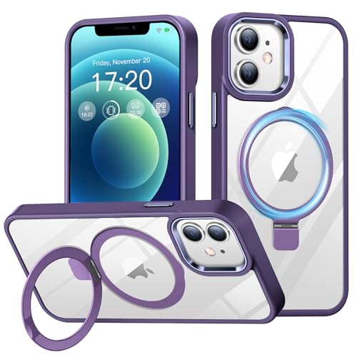 BENTIACC Handyhülle iPhone 12 Hülle, iPhone 12 Pro Hülle, mit Unsichtbarer Ständer, mit Mag-Safe, Militärschutz, Kratzfeste Anti-Fingerabdruck Transparent hülle iPhone 12/12 pro 6,1" (Dunkelviolett) von BENTIACC