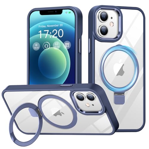 BENTIACC Handyhülle iPhone 12 Hülle, iPhone 12 Pro Hülle, mit Unsichtbarer Ständer, mit Mag-Safe, Militärschutz, Kratzfeste Anti-Fingerabdruck Transparent hülle iPhone 12/12 pro 6,1 Zoll (DunkelBlau) von BENTIACC