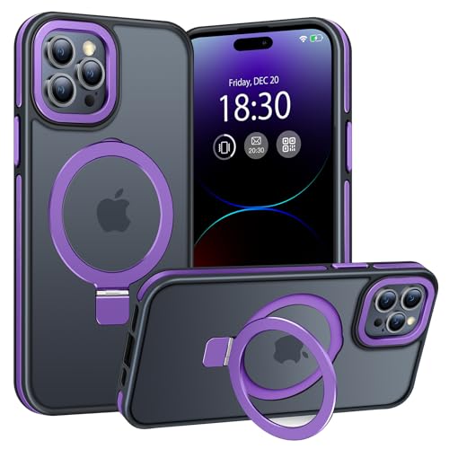 BENTIACC Handyhülle iPhone 14 pro max Hülle, mit Unsichtbarer Ständer, mit Mag-Safe, Militärschutz, [Transluzente Matte] Anti-Fingerabdruck hülle iPhone 14 pro max 6,7 Zoll(Dunkelviolett) von BENTIACC