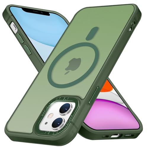 BENTIACC Hülle für iPhone 11 Hülle, [für MagSafe] [Transluzente Matte Schutzhülle] Stoßfeste Kratzfeste Anti-Fingerabdruck Handyhülle für iPhone 11 6.1" (Dunkelgrün) von BENTIACC