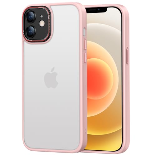 BENTIACC handyhülle für iPhone 12 Hülle, Translucent Matte Strukturierte, Stoßfeste Kratzfeste Anti-Fingerabdruck für hülle iPhone 12 (Hellrosa) von BENTIACC